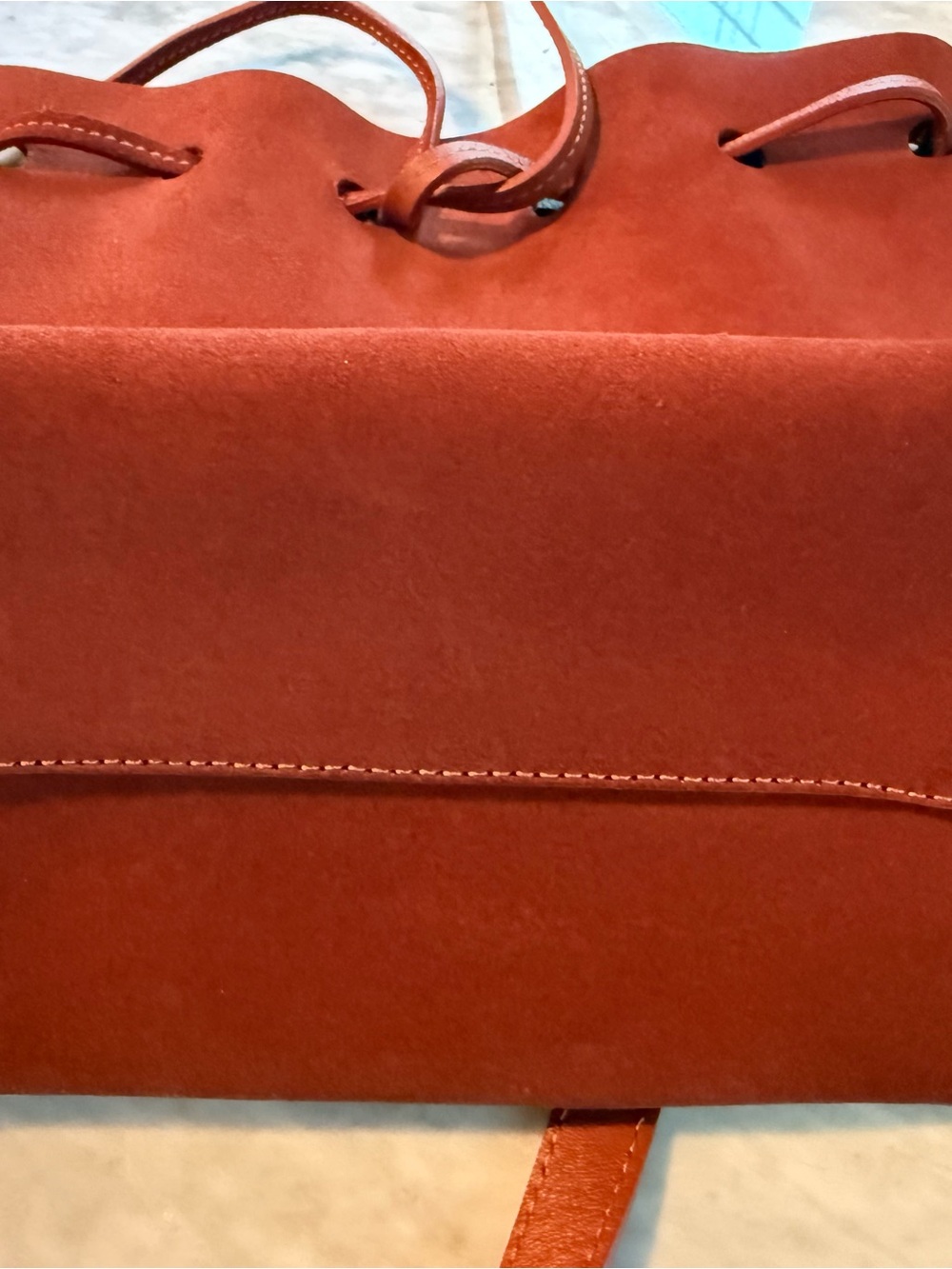Mansur Gavriel Suede Drawstring Crossbody Bucket Bag - Picture 4 of 8